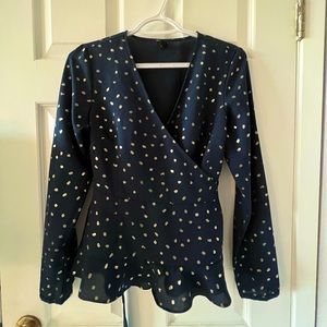 Vero Moda Wrap Gold-print Navy Top